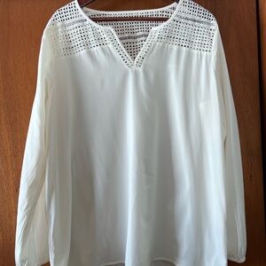 Bass White Women's Blouse with Lace Accents